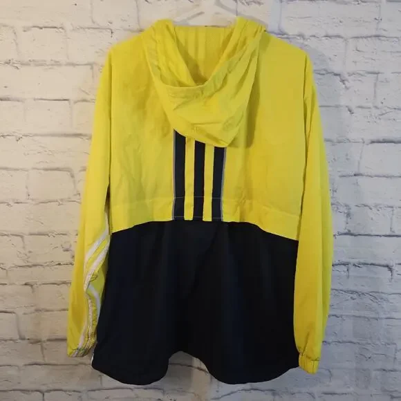 ADIDAS Men Arondak Windbreaker Jacket Sz M Pullover 1/2 Zip Blue Yellow - Picture 5 of 8